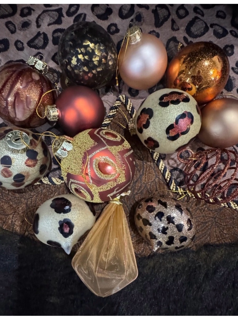 Holiday Fabulous Furs Ornament Set - Mixed Metallic and Champagne Colors